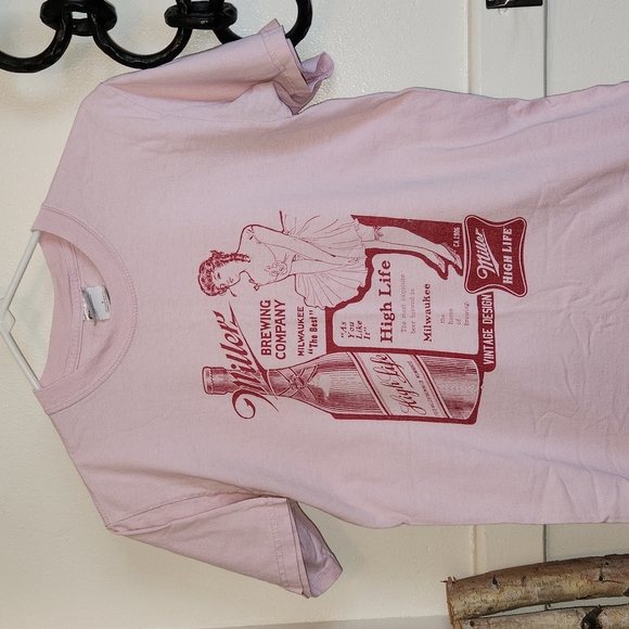 Tops - Miller High Life Pink & Red Tee - Small